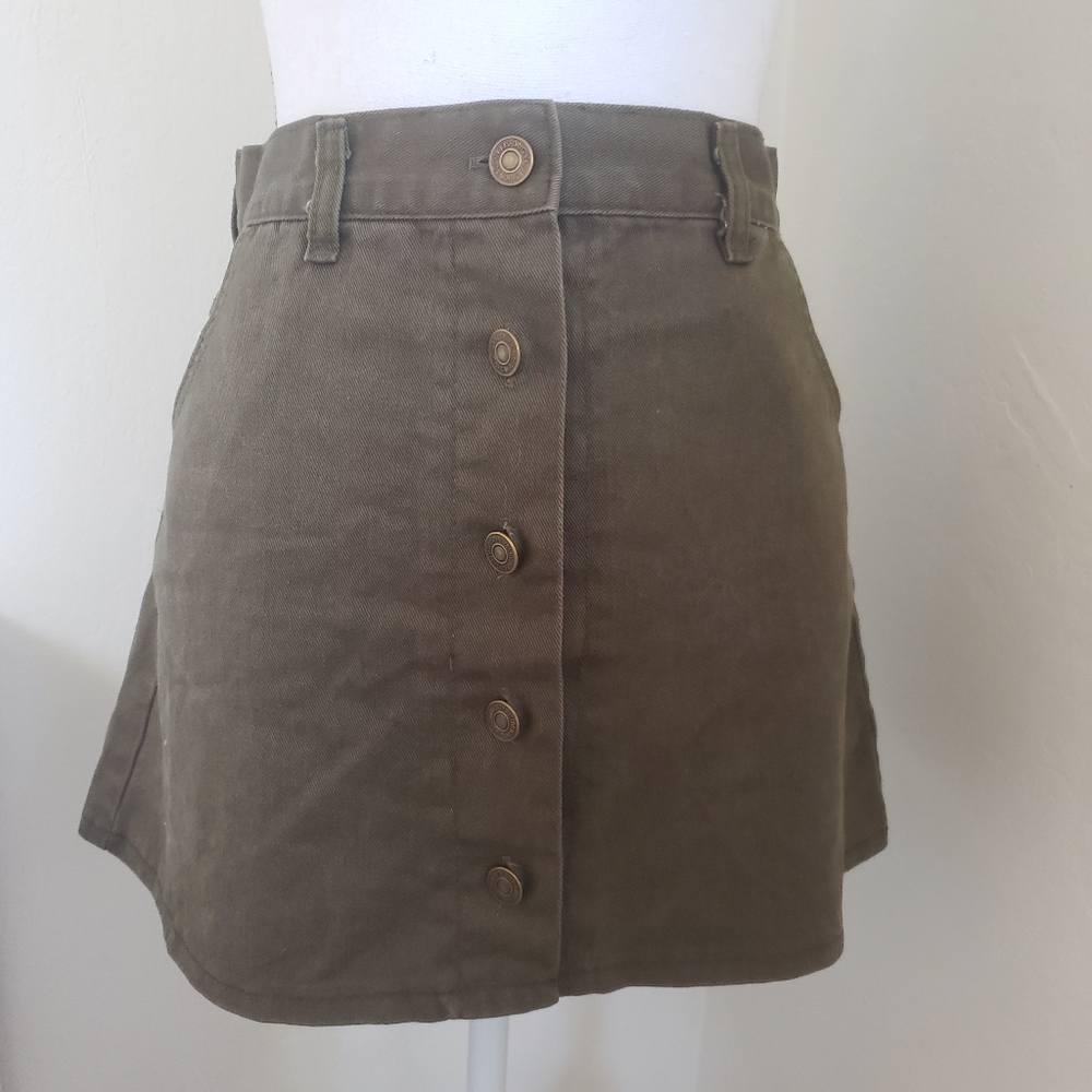 ✨️5/$25 Sale • PAGE Jean Button Down Green Skirt